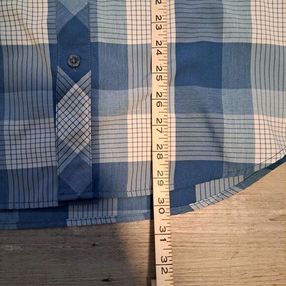 Orvis Shirt Men XL Blue Plaid Button Down Short Sleeve Fishing Hiking Tech - Picture 8 of 11